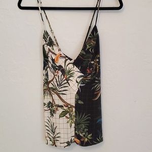 FARM Rio Tropical Jungle Tank Top White Black Birds Medium